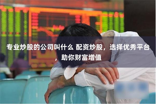 专业炒股的公司叫什么 配资炒股，选择优秀平台，助你财富增值